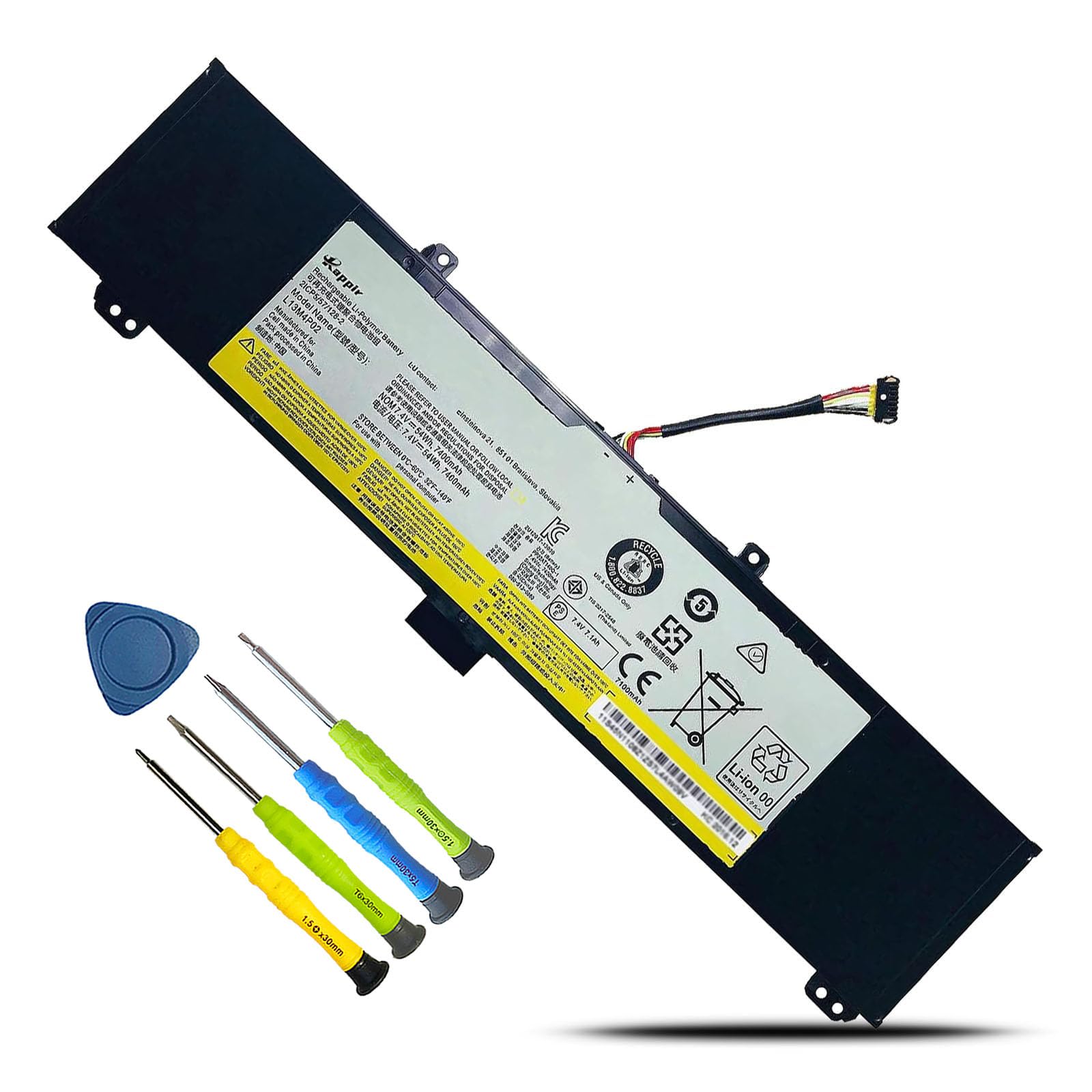 L13M4P02 L13N4P01 Laptop Battery Replacement for Lenovo Erazer Y50 Y50-70 Y50-80 Y50P Y50P-70 Y70 Y70-70 Series 121500250 121500251 5B10K10190 7.4V 54Wh 10.98*2.92*0.41inch L13M4P02