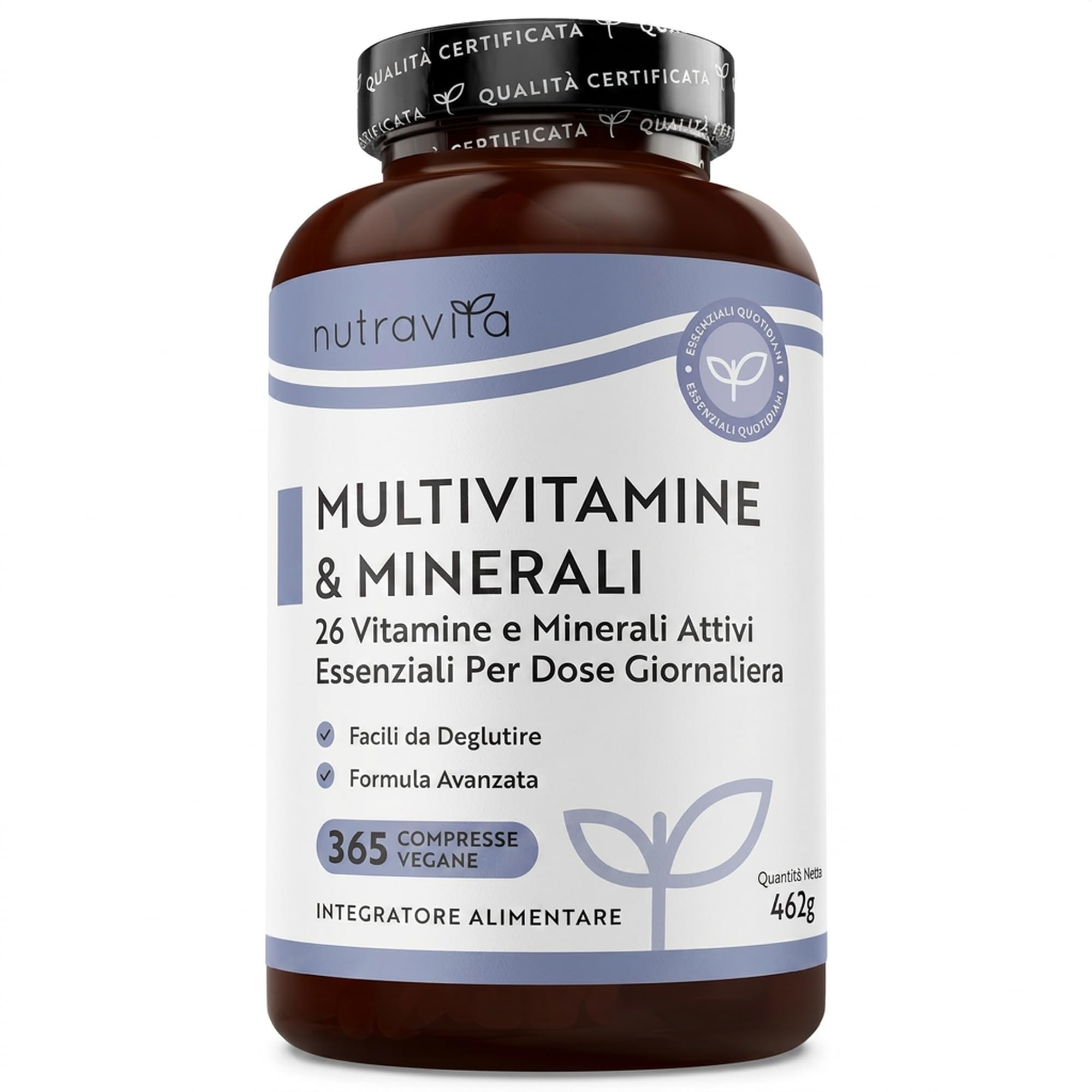 Nutravita Multivitaminico Completo - 365 Compresse Vegane, Fornitura di 1 anno - Multivitaminico Uomini & Donne - 26 Vitamine e Minerali Essenziali - Vitamine A, B, C, D, K, Zinco, Magnesio e Potassio