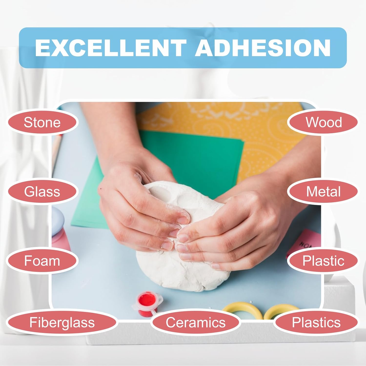 4 Pound White Epoxy Putty Sculpt Clay, 2 Part (A & B) Modeling Compound for Sculpting, Modeling, Building, Repairing, Self-Hardening Epoxy Clay Easily Repairs Metal, Wood, Tile, Ceramics, Plastic