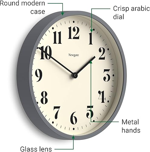 Miniatura 6 de NEWGATE Reloj de pared de teatro número cuatro, reloj redondo moderno, 11.8 in, azul marino francés, números decorativos, ideal para cocina, sala de