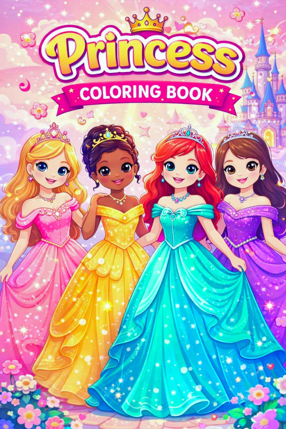 Princess Coloring book: For Girls Ages 4-8 ,Beautyful Princesses ,Castles and Fairies for Creative Fun,50 pages !