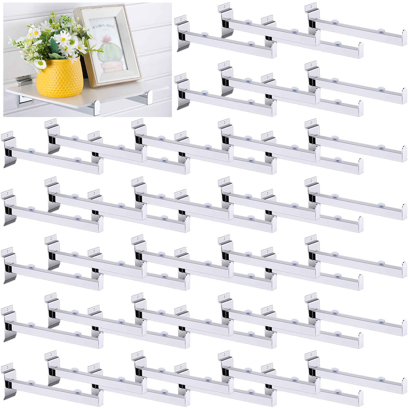 Yauhar 30Pcs 4 Inch Silver Slatwall Panel Hooks, Heavy Duty Slat Wall Hanging