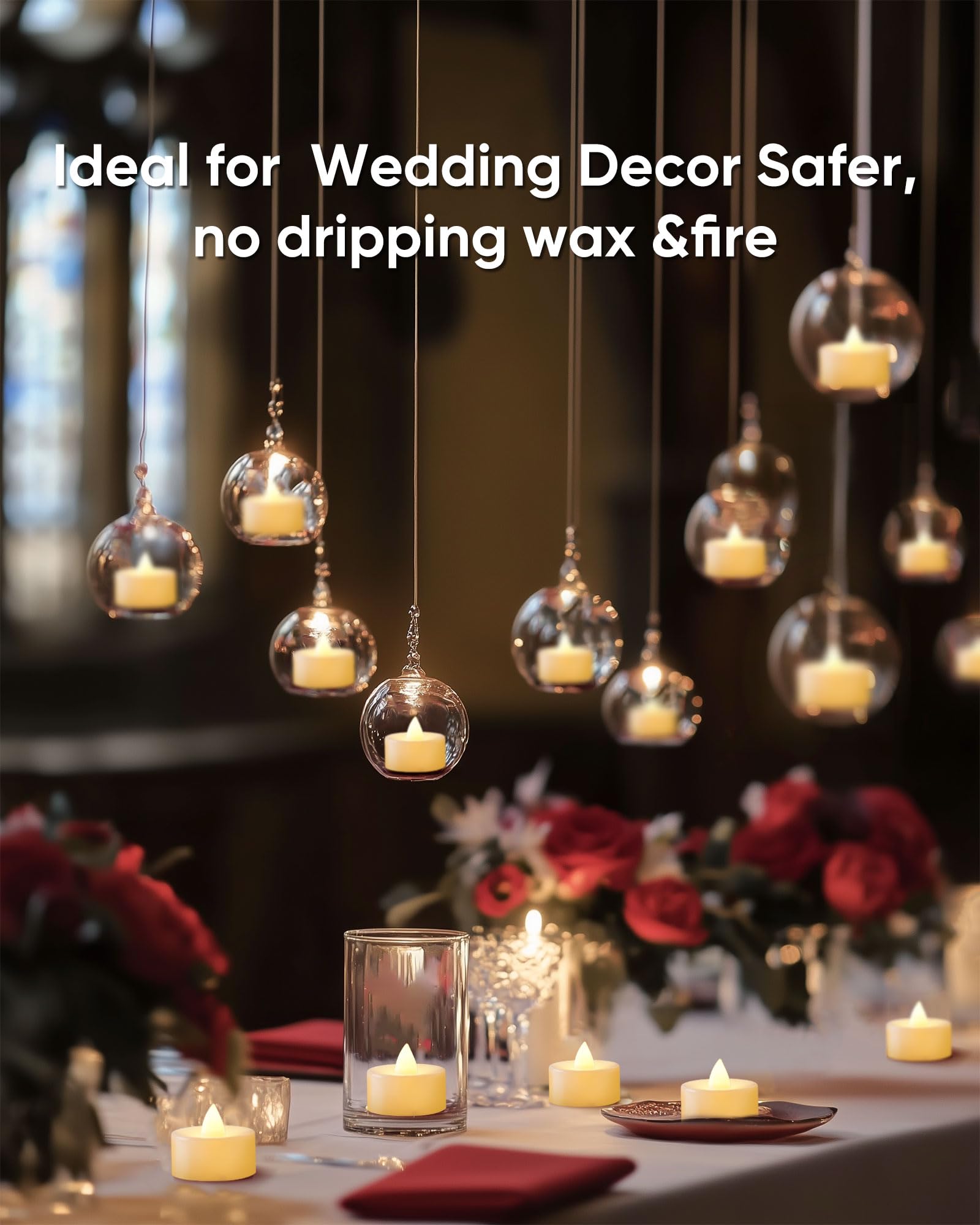 Raycare Paquete de 100 velas de té LED blancas, velas sin llama, funcionan con pilas, velas eléctricas falsas de más de 100 horas para votiva, Halloween, Navidad, decoración del hogar, boda, centro de