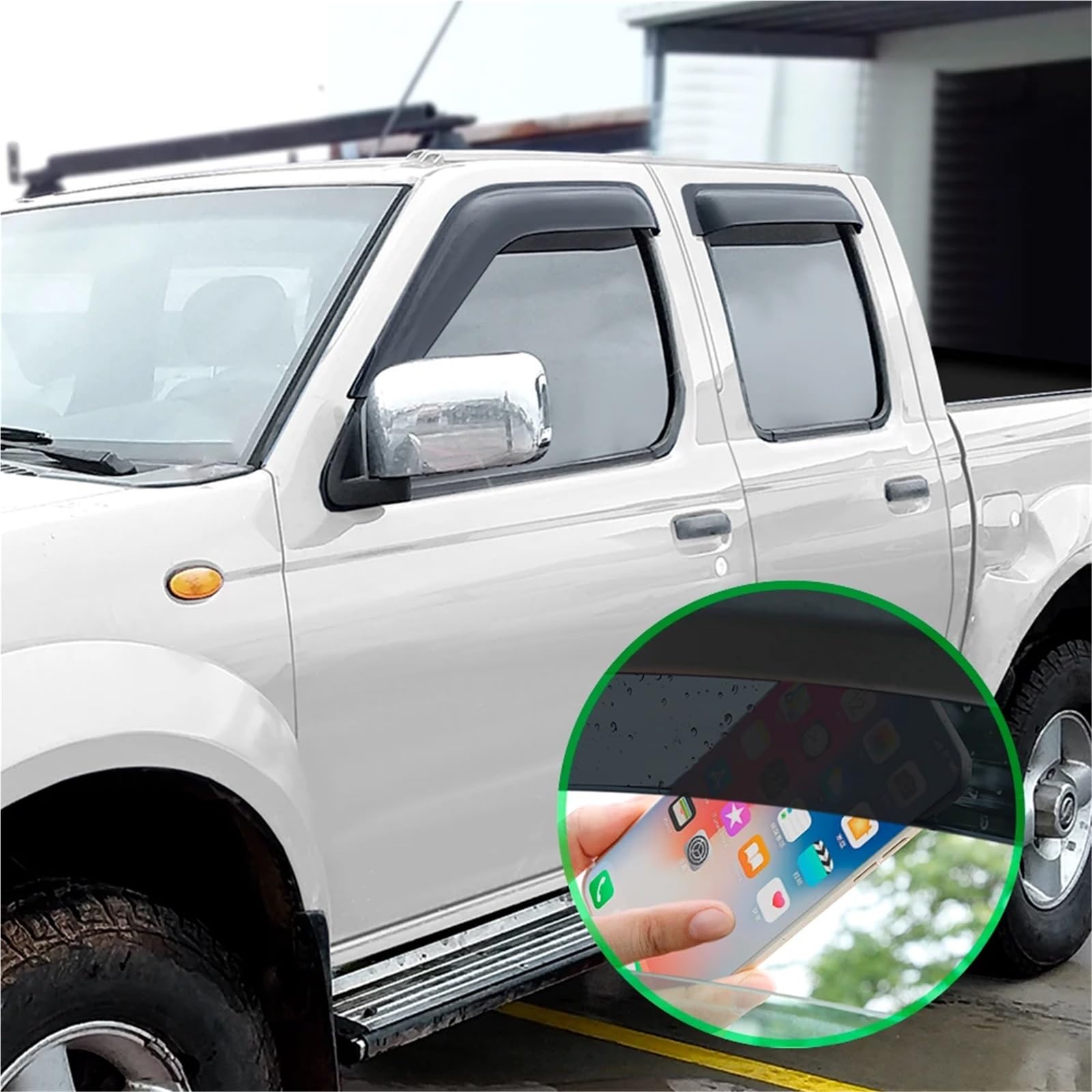 osłona Car Wind Deflector Osłona szyby przedniej do Nissana Navara D22 1997-2005, podwójna kabina, stylizacja samochodu, 4 szt./zestaw, osłona przeciwsłoneczna na drzwi