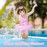 HeySplash Gyerek Úszómellény 3-6 Éveseknek, Állítható Vállpánt, Úszástanuló Segédeszköz 13-25 kg, Rózsaszín Unikornis Mintás 2