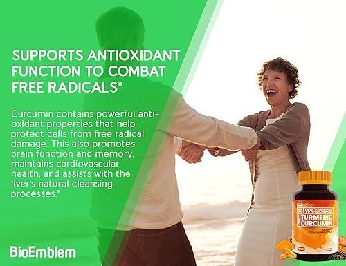 Miniatura 5 de BioEmblem Curcumina de cúrcuma con cúrcuma clínicamente estudiada TurmiPure Suplemento de curcumina de cúrcuma con BioPerine