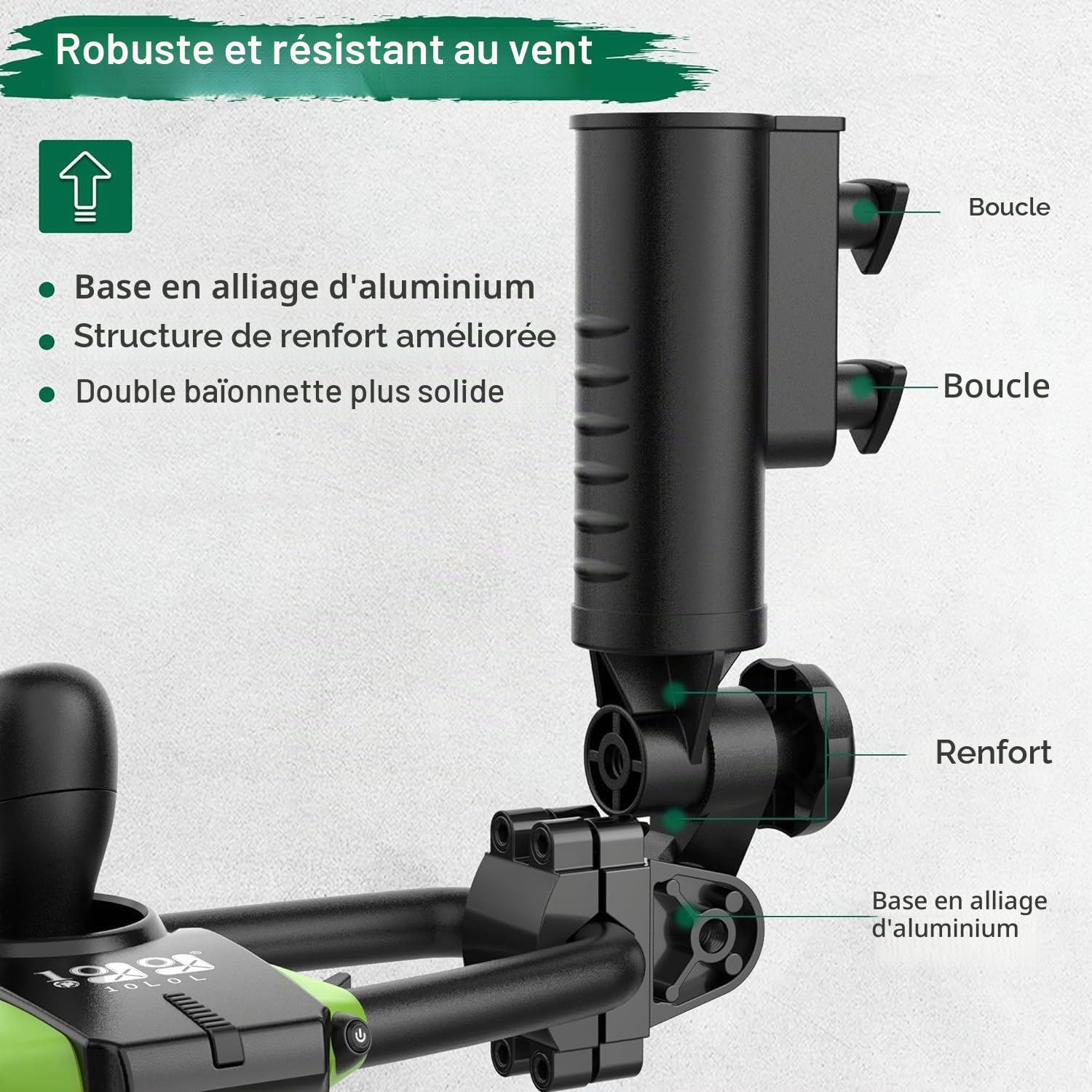 10L0L Support Universel de Parapluie de Golf pour Chariot, Stable et sûr, résistant au Vent sans se briser, adapté aux bicyclettes/Jouets/chaises roulantes（Old/amélioré Base hexagonale en Aluminium