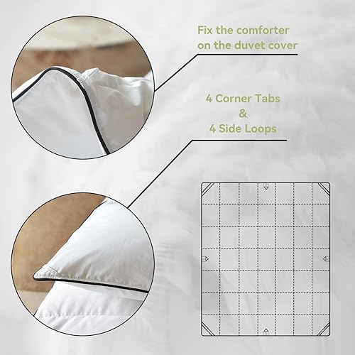 Miniatura 7 de Ousidan Edredón de fibra de plumón de ganso tamaño Queen, relleno de edredón 100% algodón orgánico, relleno de edredón de lujo para todas las