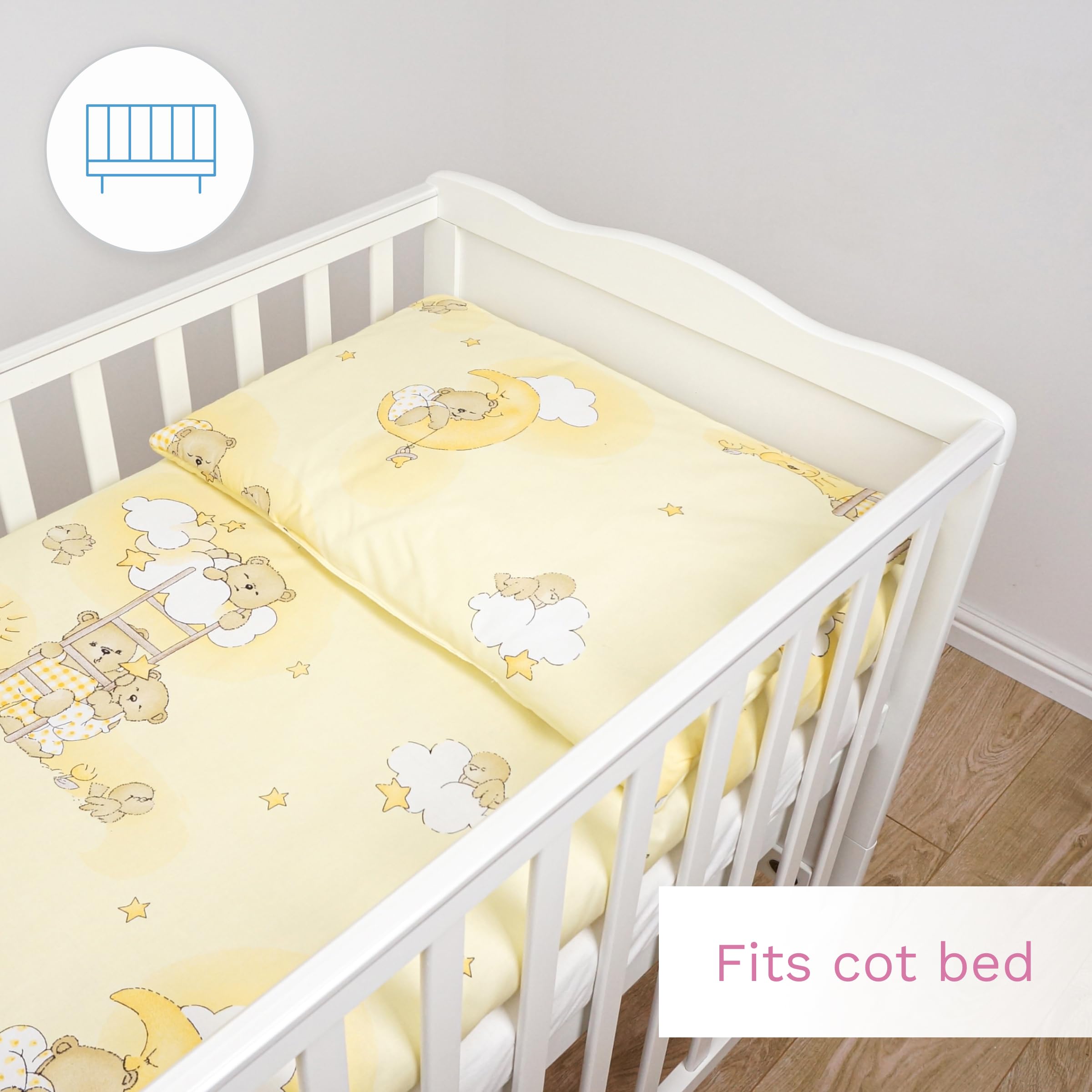 Baby Comfort Parure de Lit 2 Pièces Lit Bébé (Housse de Couette 135x100 cm et Taie d'oreiller 40x60 cm) - Motif 3