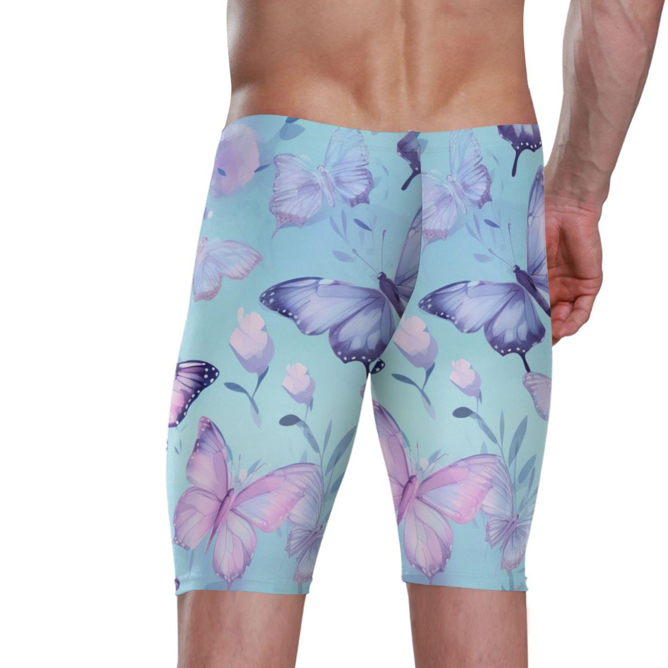Color Butterfly Men's Swim Jammers Racing & Training Swimsuit Fast, Flexible,Comfortable XXXL B0401679