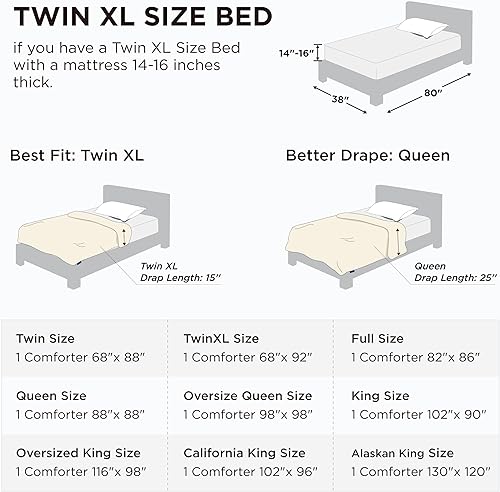 Miniatura 6 de Bedsure Relleno de edredón  Edredones acolchados tamaño individual XL, edredón para todas las estaciones, edredón de plumón alternativo con pestañas