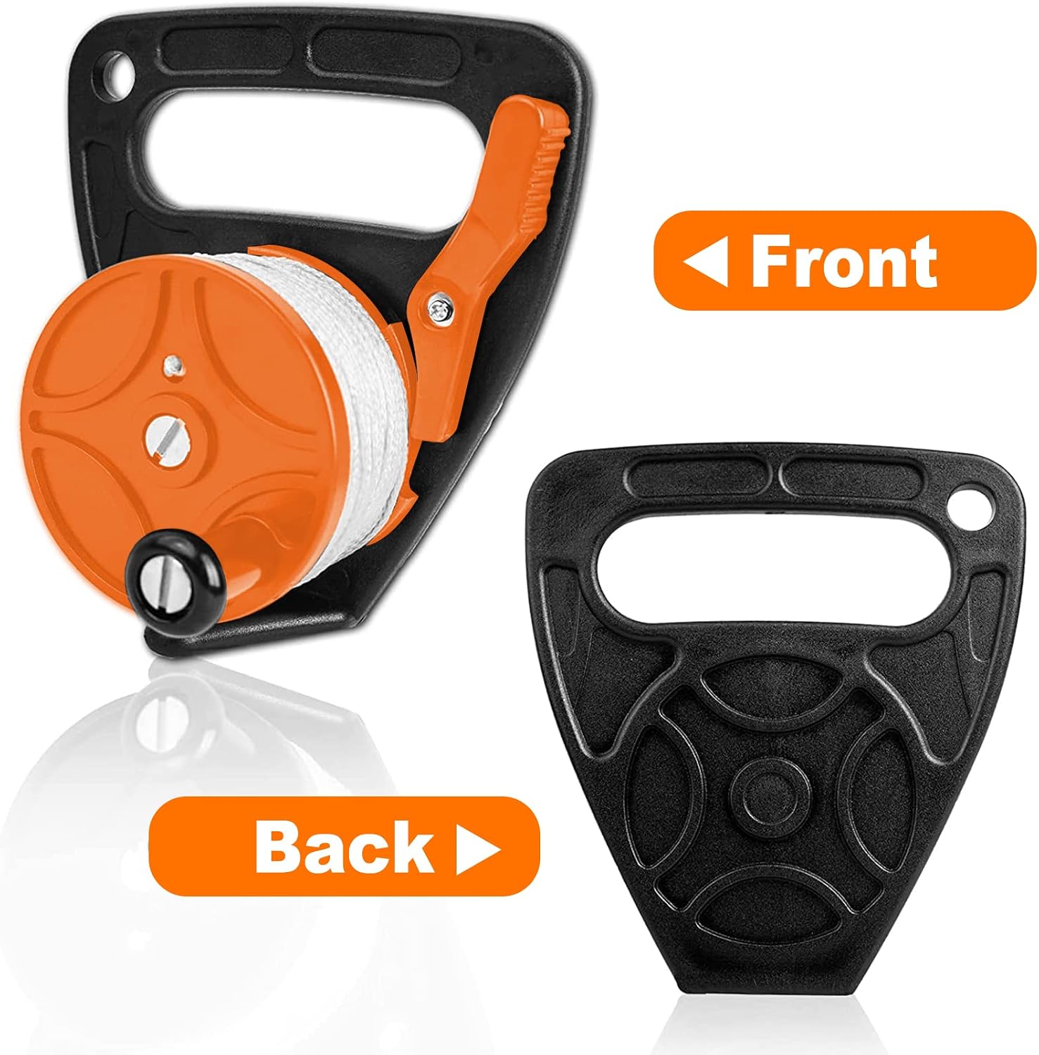 150 Ft/46 m Scuba Dive Reel, Portable Safety Handle Diving Reel with Thumb Stopper, High Visibility Line Spool Reel for Cave, Wreck, Drift Diving, Spear Fishing, Kayak Anchor, SMB (Orange)
