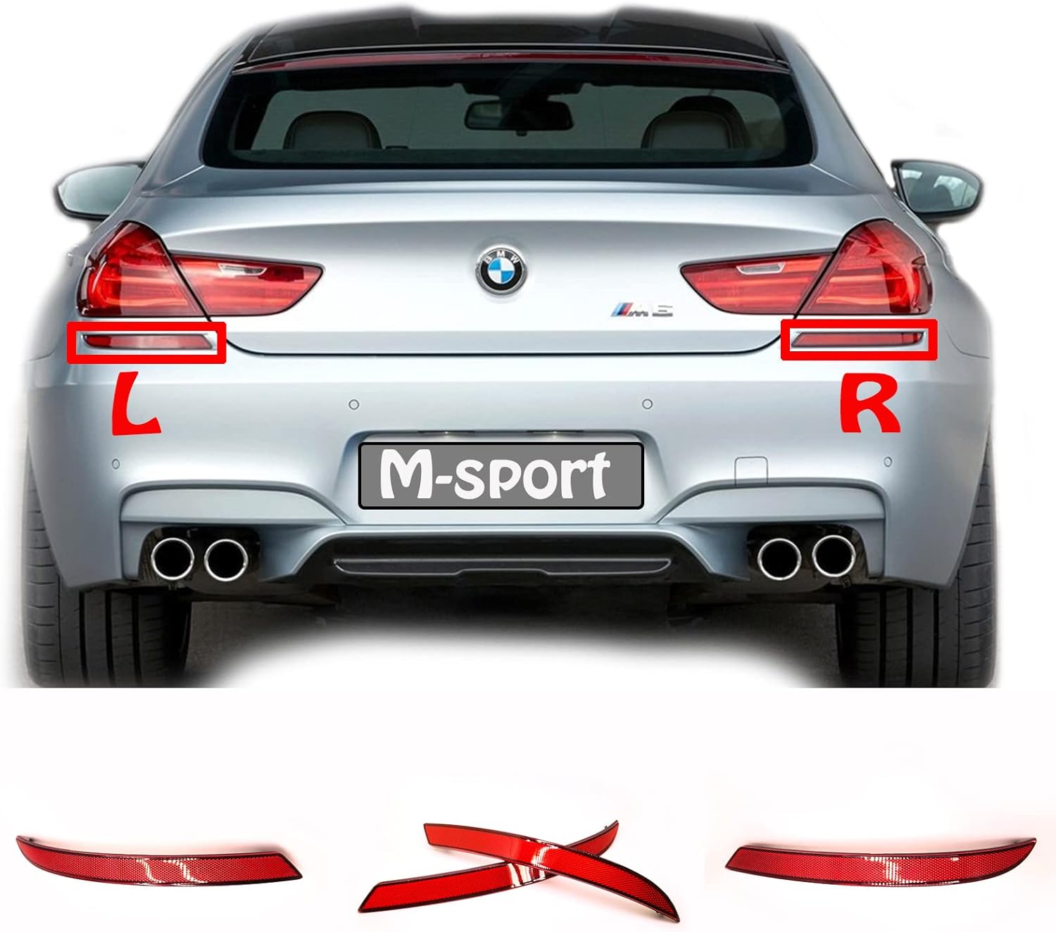 Rear Reflector for 11-18 BMW 6 Series M6 M-Sport F06 F12 F13 Fit 640d 640dX 640i 640iX 650i 650iX 2011 2012 2013 2014 2015 2016 2017 2018 Bumper Right Driver Side 63147844024
