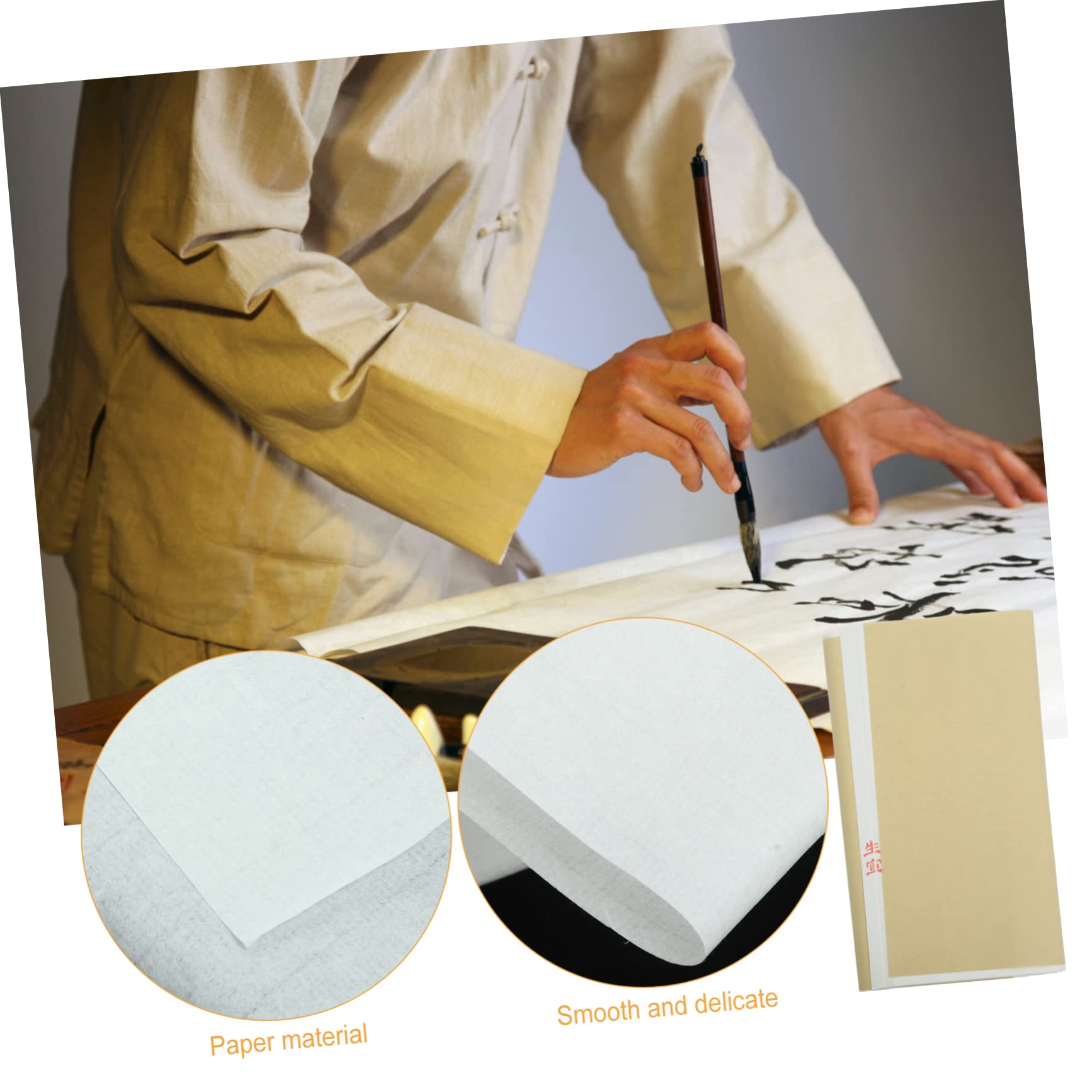 SEWACC Papier à Dessin Rectangulaire Blanc Solide Léger et Portable 100 Feuilles pour Calligraphie Chinoise et Travaux Artistiques Décoratifs