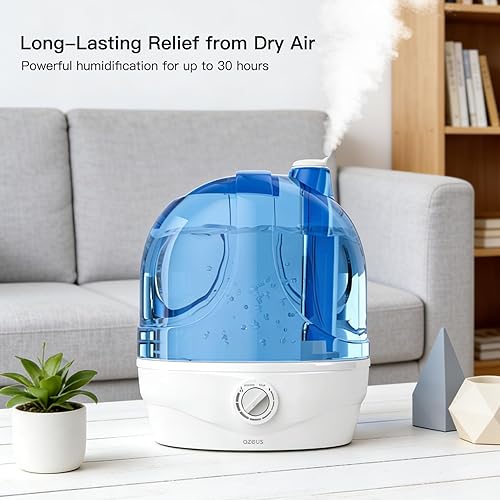 Miniatura 7 de AZEUS Humidificador ultrasónico de niebla fría de gran capacidad de 2.8 litros, potente control de humedad para espacios cómodos, dura hasta 30
