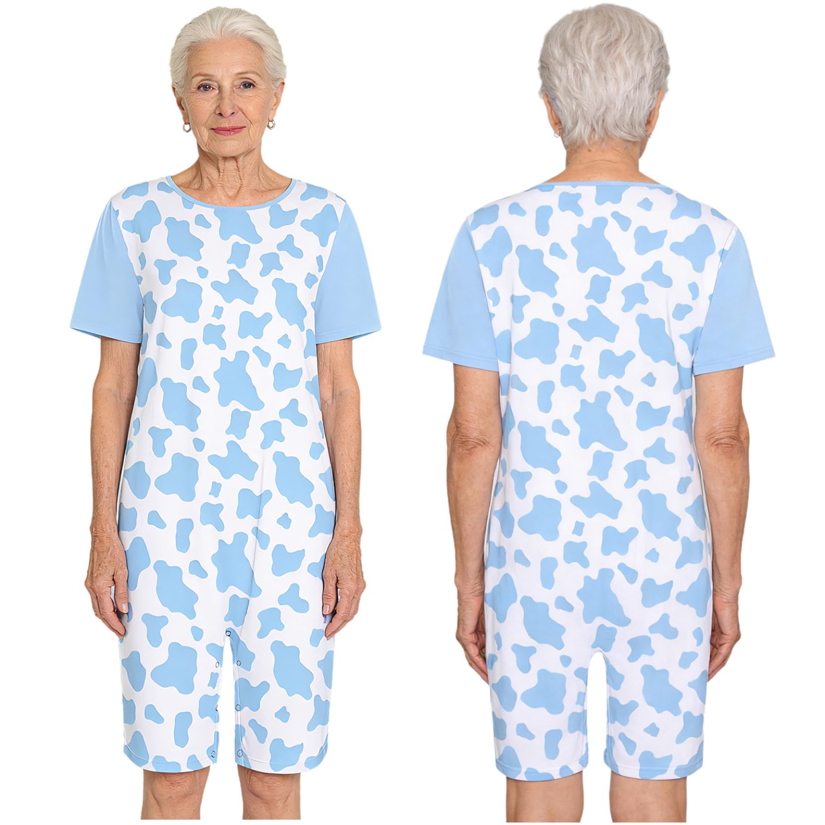 Pflege Damen Alzheimer Senioren Schlafanzug Kurz Body Pflegeoverall