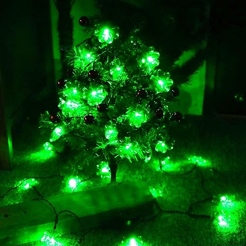 Miniatura 8 de HUGSVIK Luces solares de trébol de 40 luces LED para decoraciones del día de San Patricio, 8 modos de cuerda de luces solares de trébol, luces