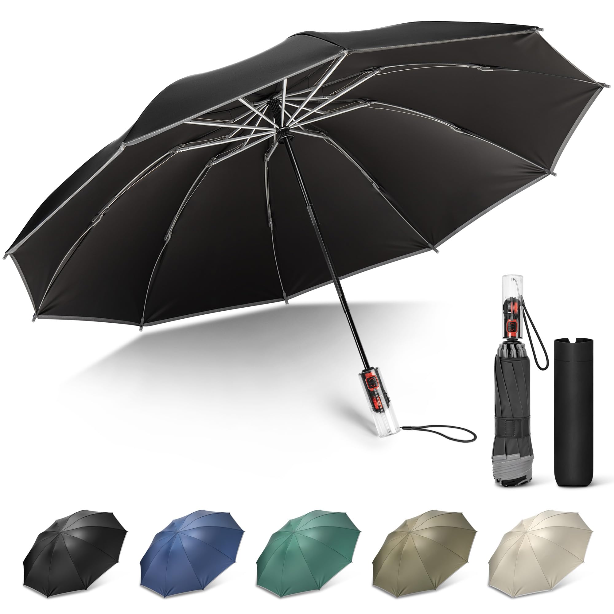 ZOMAKETravel Umbrella UV Protection - Folding Auto Open Sun Resistant Heavy Duty Compact Portable Rain Wind Resistant for Men Women Seniors(10 Ribs)