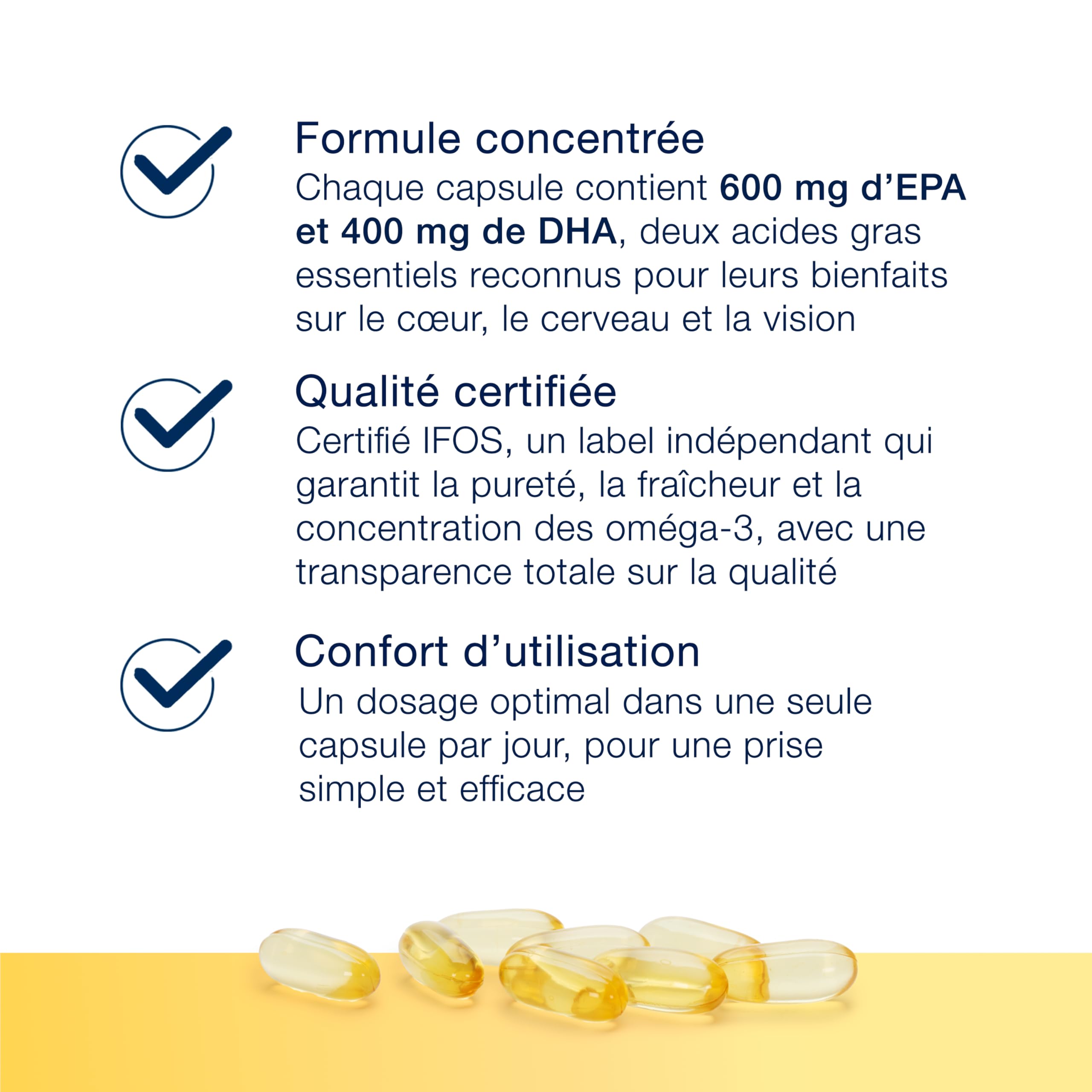 Metagenics OmegaGenics Capital Plus, Oméga 3 EPA DHA, 60 Gélules | Les oméga-3 EPA et DHA contribuent à une fonction cardiaque normale. Le DHA contribue au fonctionnement normal du cerveau.