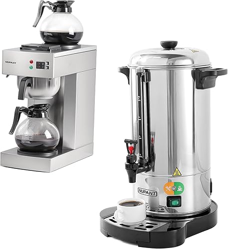 Urna de café comercial de 50 tazas8L dispensador de café con percolador mejorado y cafetera NUPANT de 12 tazas, cafetera de goteo comercial de 1.8L