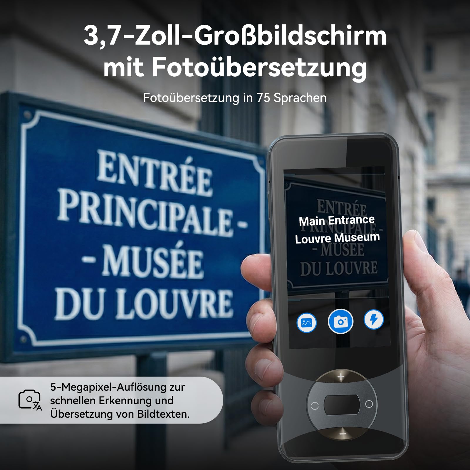 Wooask W10 Sprachübersetzer Echtzeit 140+ Sprachen Wifi Offline Foto Unterstützung Schwarz