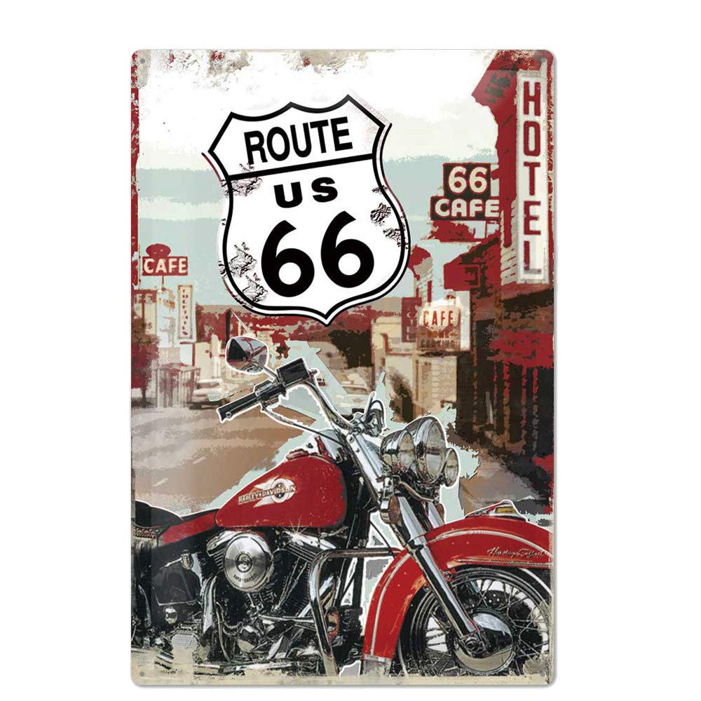 Original Retro Design Route 66 Tin Metal Signs Wall Art | Thick Tinplate Print Poster Wall Decoration for Garage…