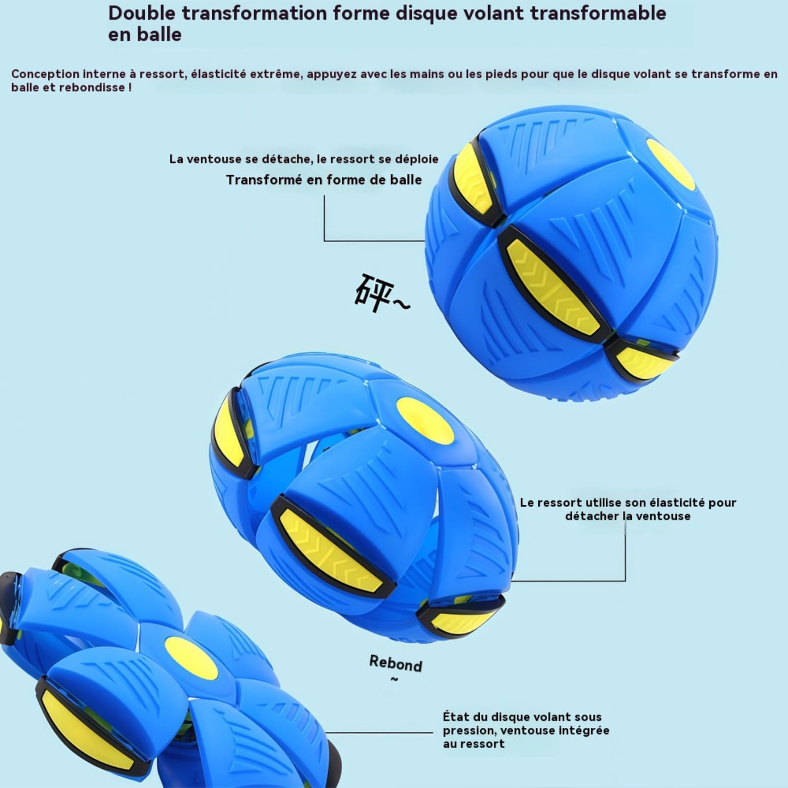 Generisch Ballon Sauteur pour Enfants, Soucoupe Volante Magique, Jouet Lumineux