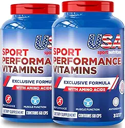 Multivitamínico Completo + BCAA e Aminoácidos (120 Cáp)– Alta Performance – Fórmula Americana – USA SPORT NUTRITION
