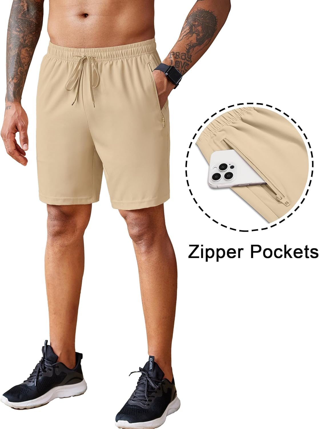 COOFANDY Men's 2 Pack Workout Gym Shorts 7 Inch / 5 Inch Athletic Shorts Lightweight Casual Jogger Short with Zipper Pockets - Image 2