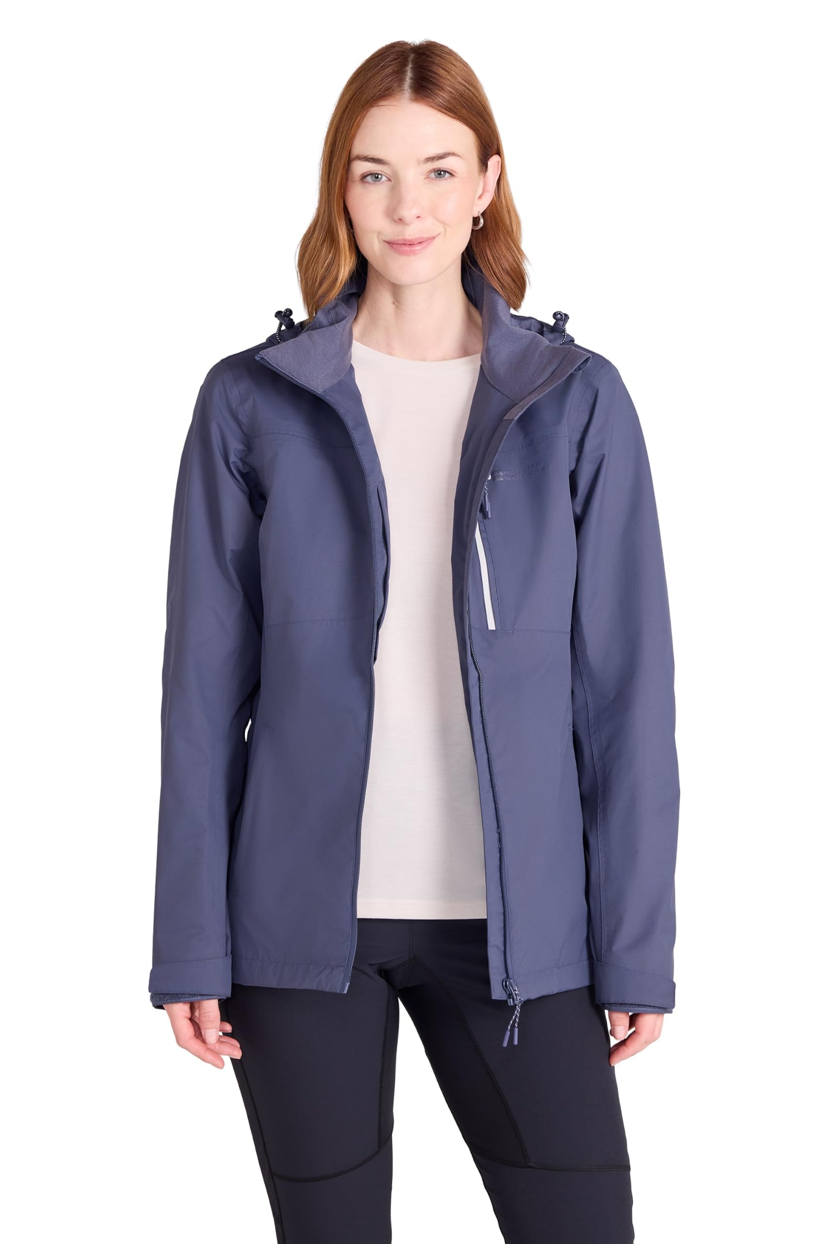 Mountain Warehouse Women's Blue Rainforest Extreme Jacket | Waterproof Rain Coat With Pockets & Taped Seams, Adjustable Hood & Cuffs For Tailored Fit, For Everyday Wear, Walking