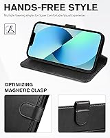 Vista 5 de TUCCH Funda tipo cartera para iPhone 13 Mini, carcasa interior de TPU a prueba de golpes, piel sintética, bloqueo RFID, soporte para tarjeta