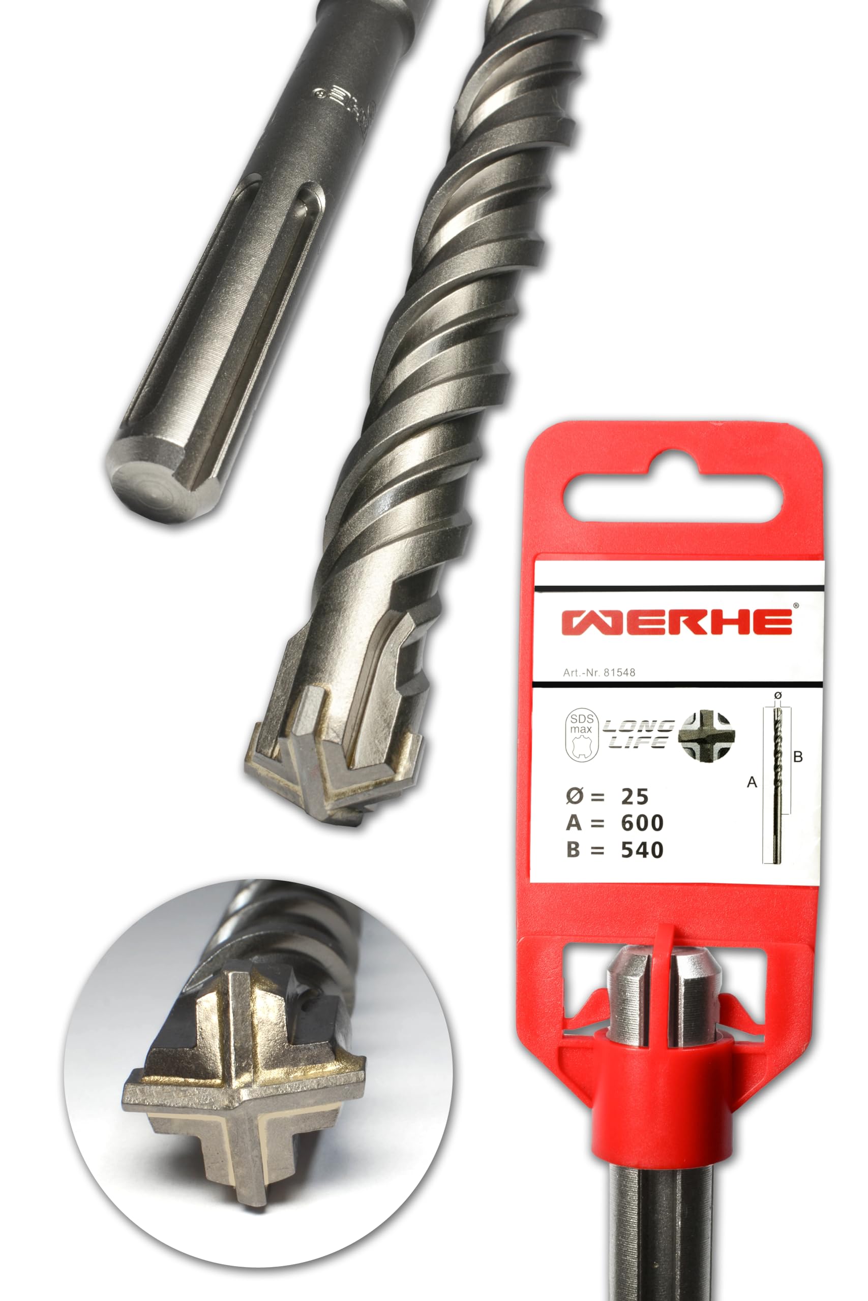 SDS-MAX Hammerbohrer 600 Mm – Für Beton, Mauerwerk & Stein, Extra Lange Spitze