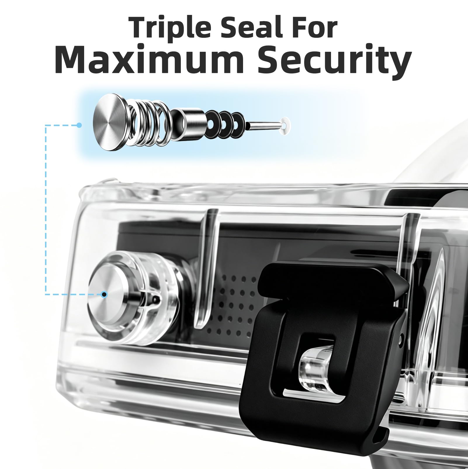 Custodia Impermeabile 50M per GoPro MAX 2, Custodia Subacquea con Tripla Tenuta Stagna, Lente Alta Trasparenza per Nuoto, Immersioni, Surf
