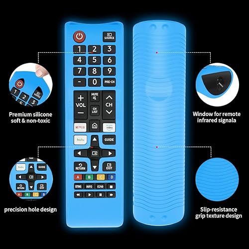 Miniatura 9 de Alquar - 2 fundas de silicona para control remoto Samsung, a prueba de golpes, compatible con el mando a distancia Samsung Smart TV BN59-01301A