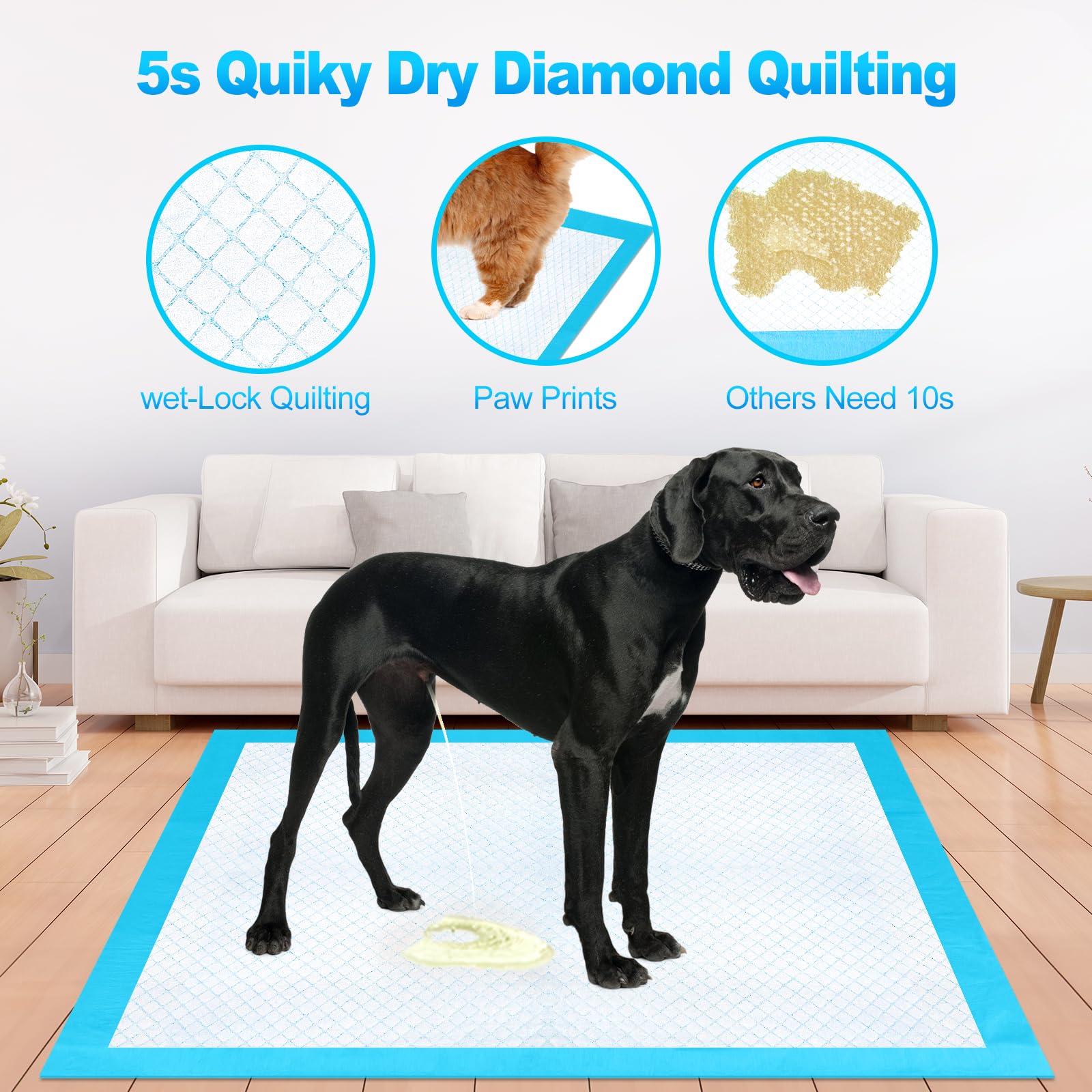 Almohadillas para cachorros de 40 x 40 pulgadas, azul y blanco (40)