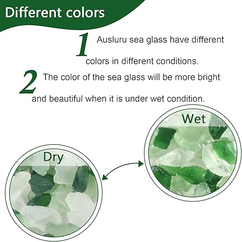 Miniatura 7 de Piedras preciosas de vidrio verde esmeralda de 10 libras, canicas de vidrio plano y vidrio esmerilado mezclado con verde, ideal para acuarios,