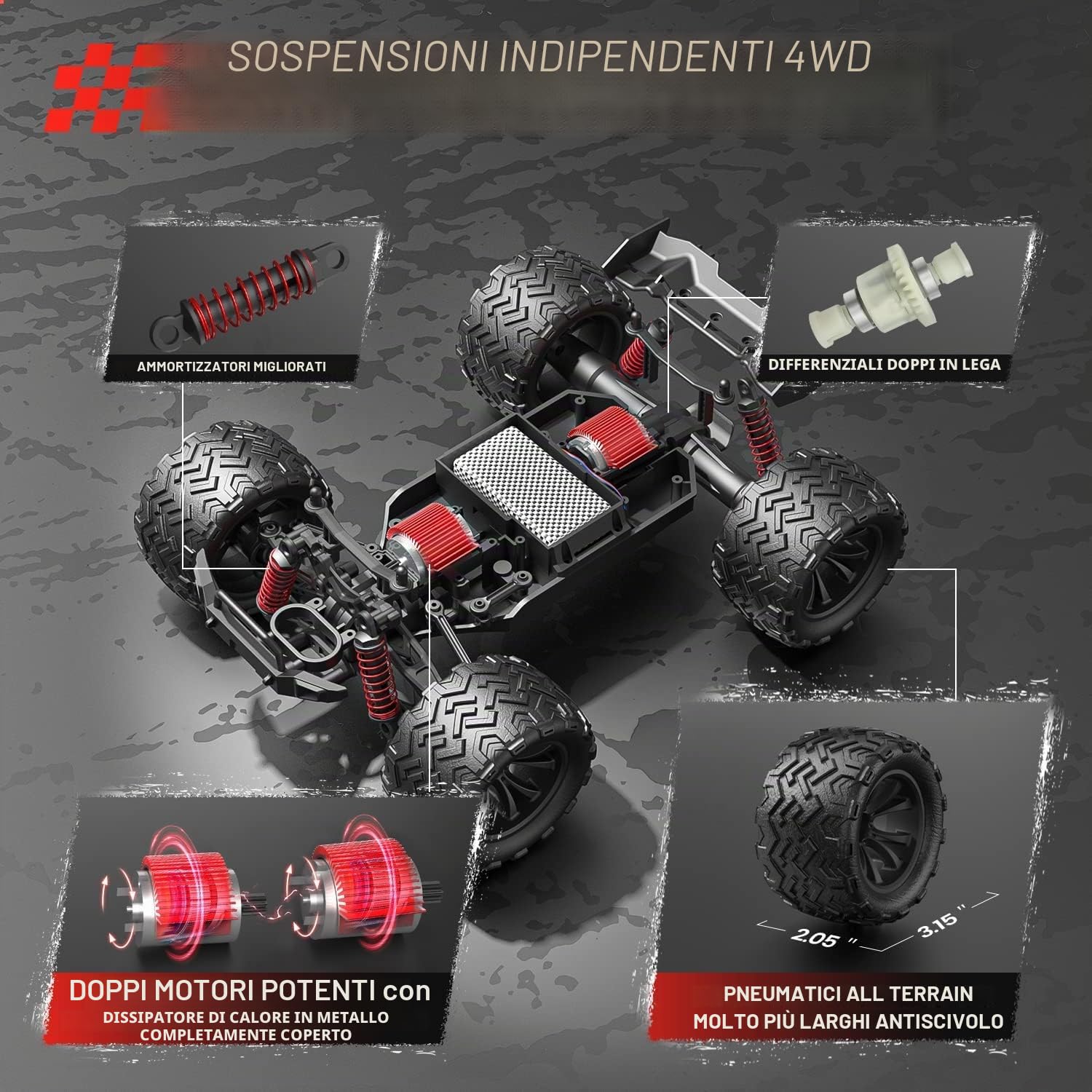 DEERC Auto telecomandata, scala 1:16, auto RC per adulti, 40 km/H, 4WD All Terrain Off-Road 2.4Ghz RC Crawler con luce LED, 2 batterie, giocattolo regalo per bambini…