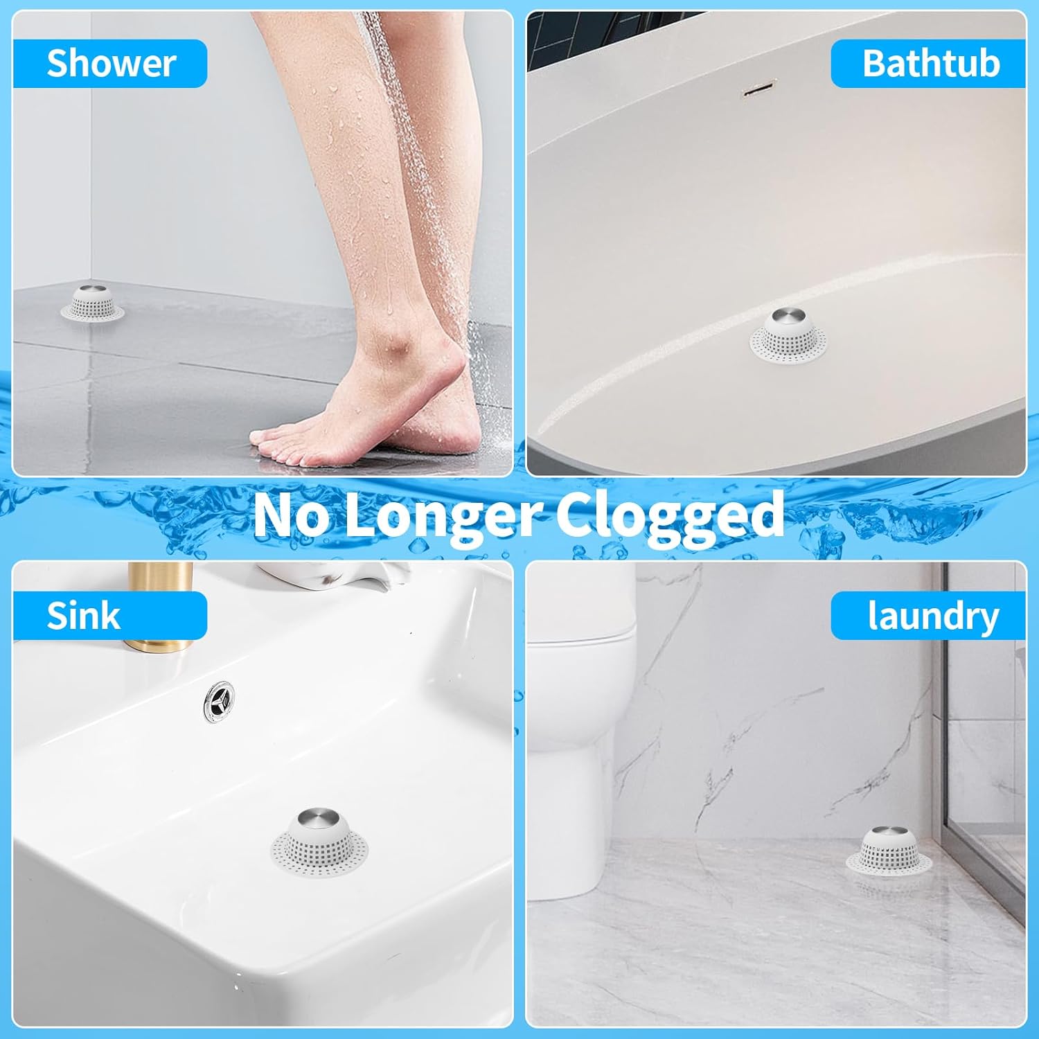 Shower Drain Hair Catcher Bathtub Drain Cover Shower Protector for Pop-Up & Regular Drains