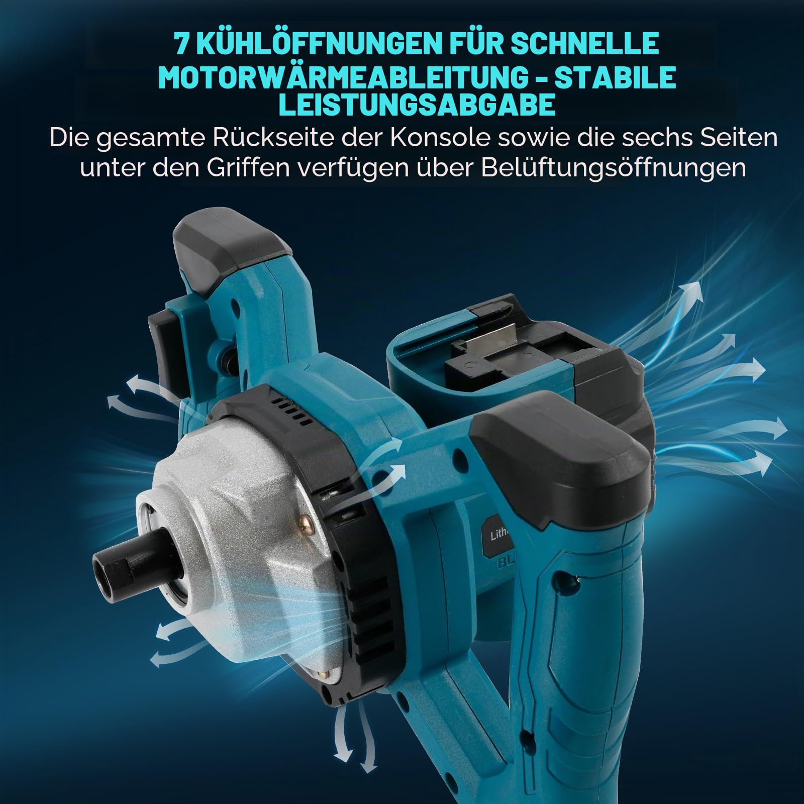 Kabelloser Zementmischer für Makita 18V Akku, Bürstenloser Paddelmischer, 6 Geschwindigkeitsstufen Lackmörtelmischer, Max 680 U/min, Elektrischer Betonrührer zum Mischen von Futtermörtel