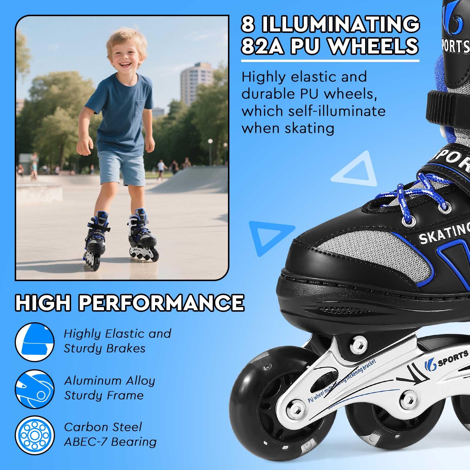 Pattini in linea per bambini regolabili, pattini a rotelle bambina per ragazze con ruote illuminate, pattini per ragazzi per sport indoor