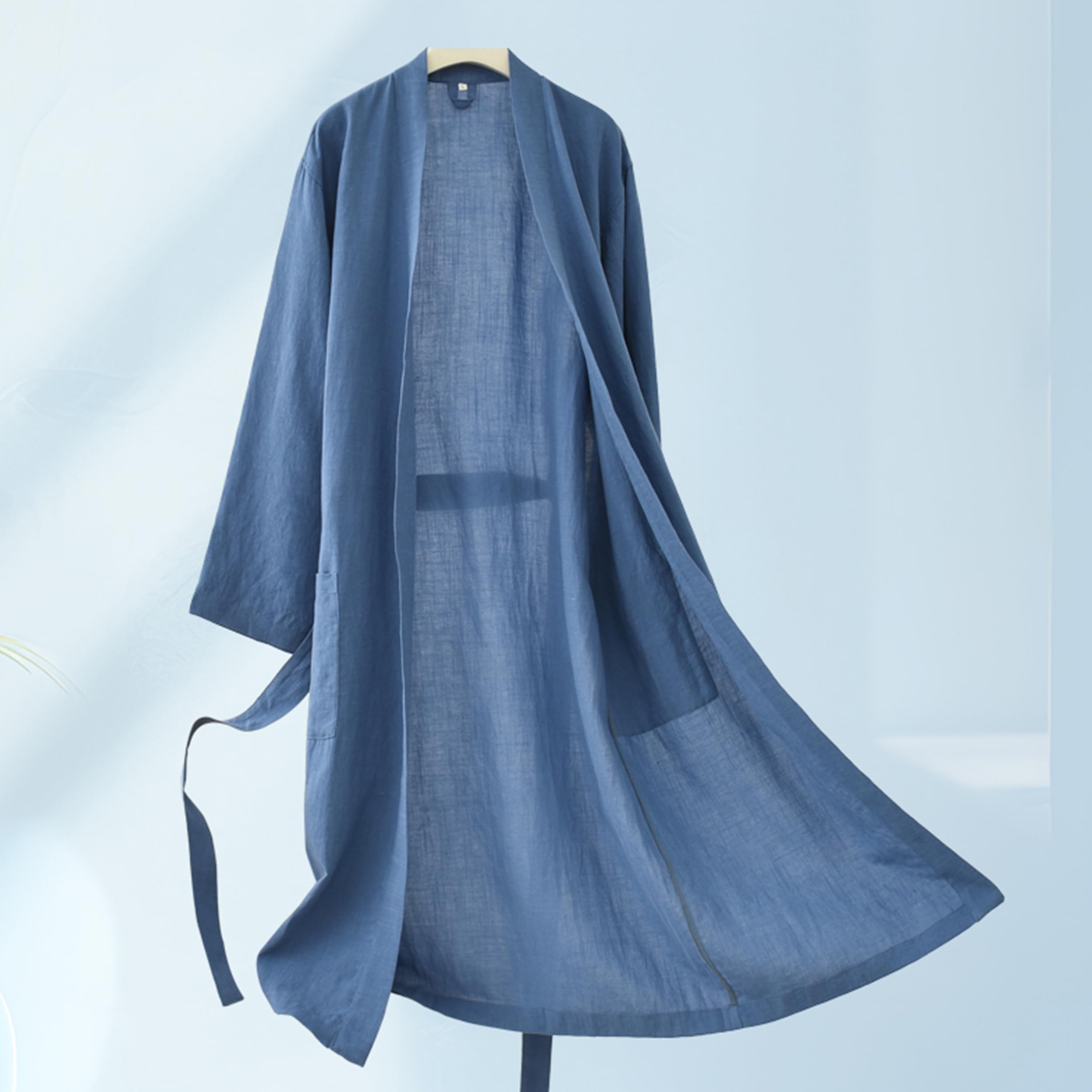 RAKUYUME Peignoir de Bain Femme Homme Unisexe en Lin & Lyocell - Confort Doux Style Kimono pour Couple respirable été