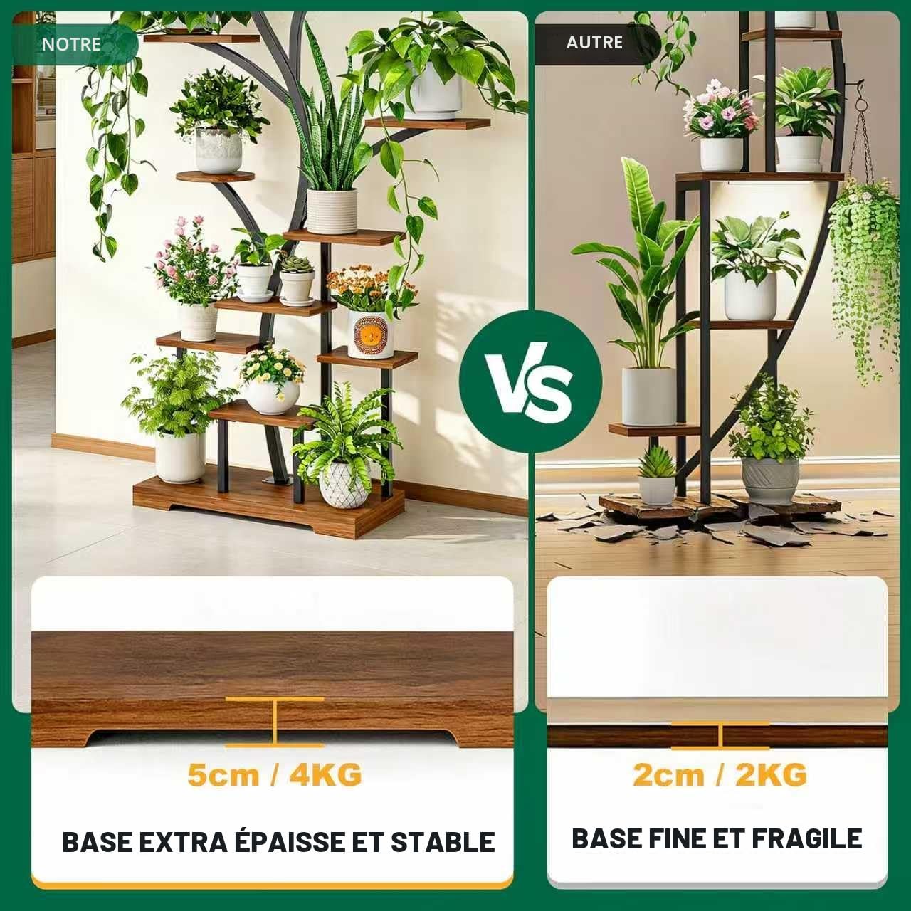 Étagère Plantes d’Intérieur à 11 Niveaux avec Lampes LED, Support Plantes en Métal 160 cm, Gain de Place pour 15–18 Pots, Coin Salon, Chambre, Balcon – Marron