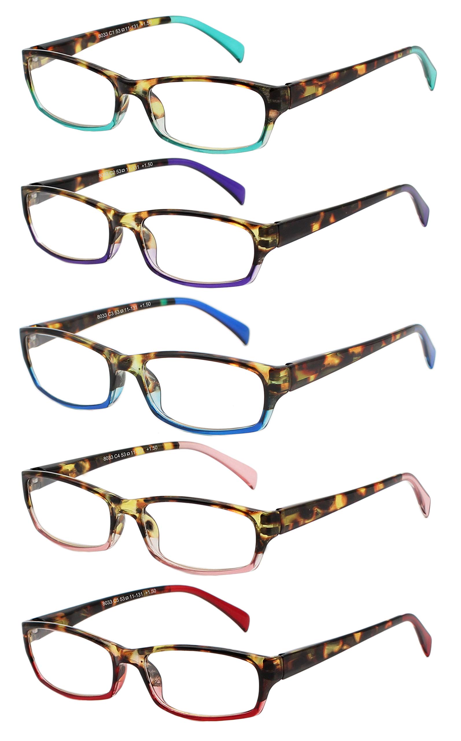 Yogo Vision Reading Glasses 5 Pairs Fashion Ladies Quality Designed Spring Hinge Readers for Women