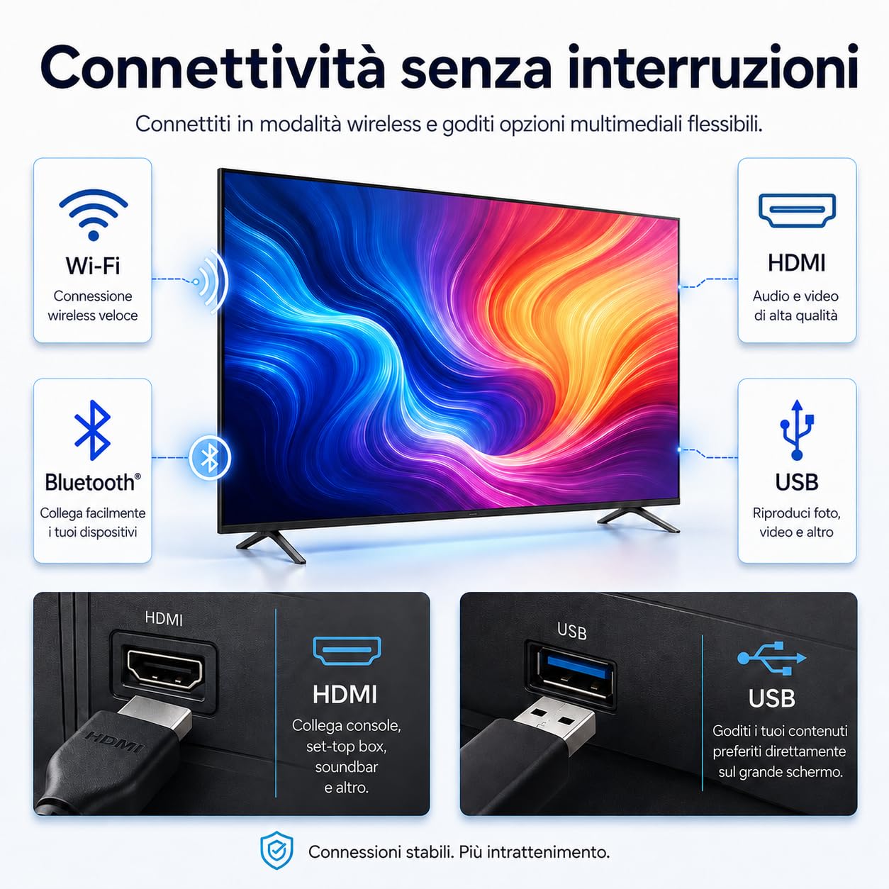 TuTu TU25Q1FQ-T8 Smart TV 25 Pollici (64 cm), QLED Full HD Collegato Televisione con Tizen OS, WiFi, Bluetooth, App Store, AirPlay, Tripla sintonizzatore (DVB-T/T2, DVB-C, DVB-S/S2), Molotov e Altro