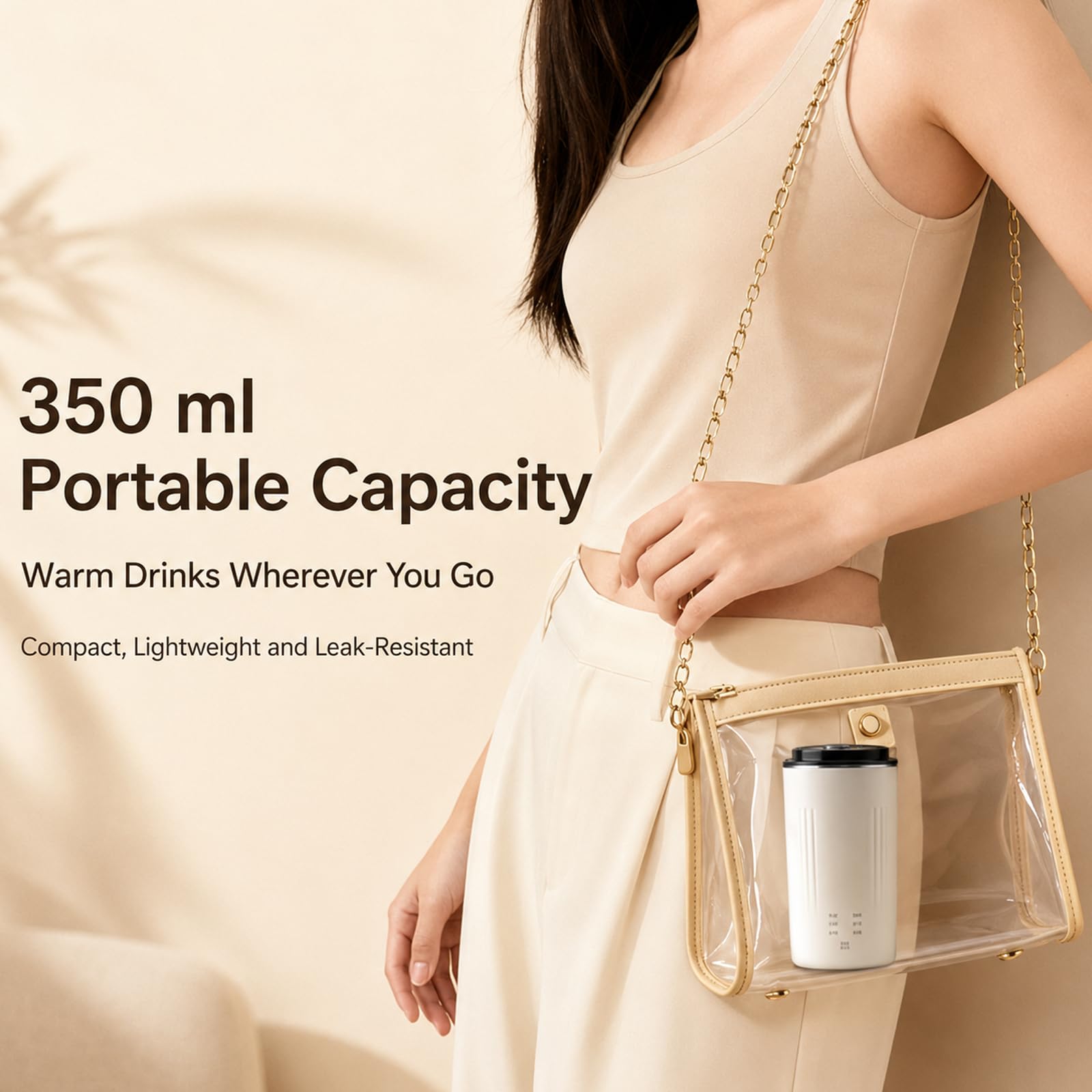 Macchina per Latte di Soia Portatile 350 ml, Modello Automatico 6-in-1 | 20 Lame in Acciaio Inox, Programmi Caldi e Freddi, Pulizia con Un Tocco e Design Senza Filtro per Casa, Lavoro e Viaggi