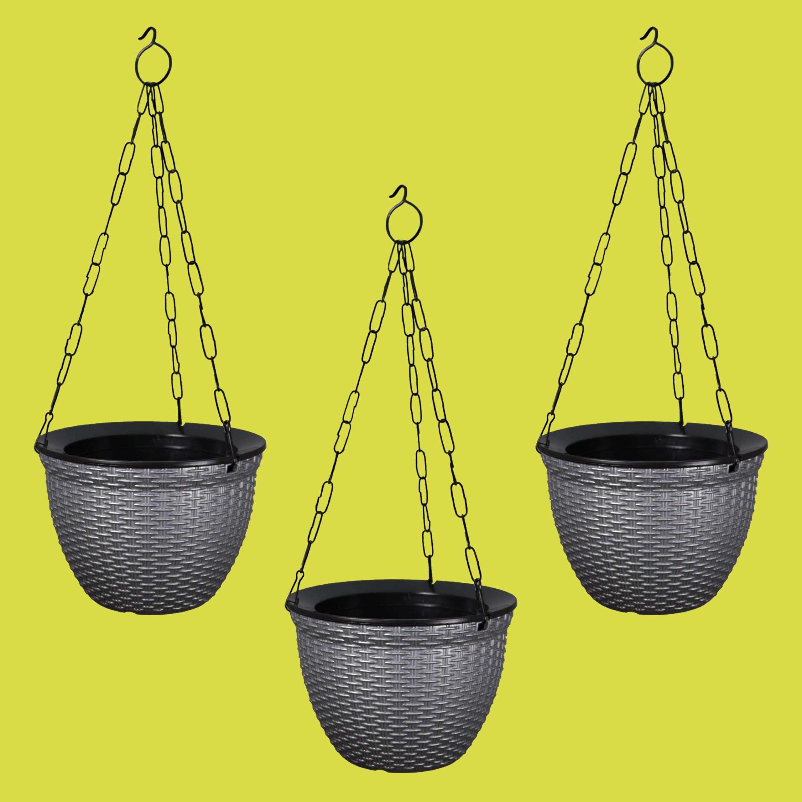 KENLIA Hanging Pots with Self-Watering for Indoor Outdoor Plants and Balcony Garden (Size-8 Inces) Pack of 3 with Inner Pot and 15" Chain (White 3 Nos) (B0CG6STQ12) Amazon Price History, Amazon Price Tracker