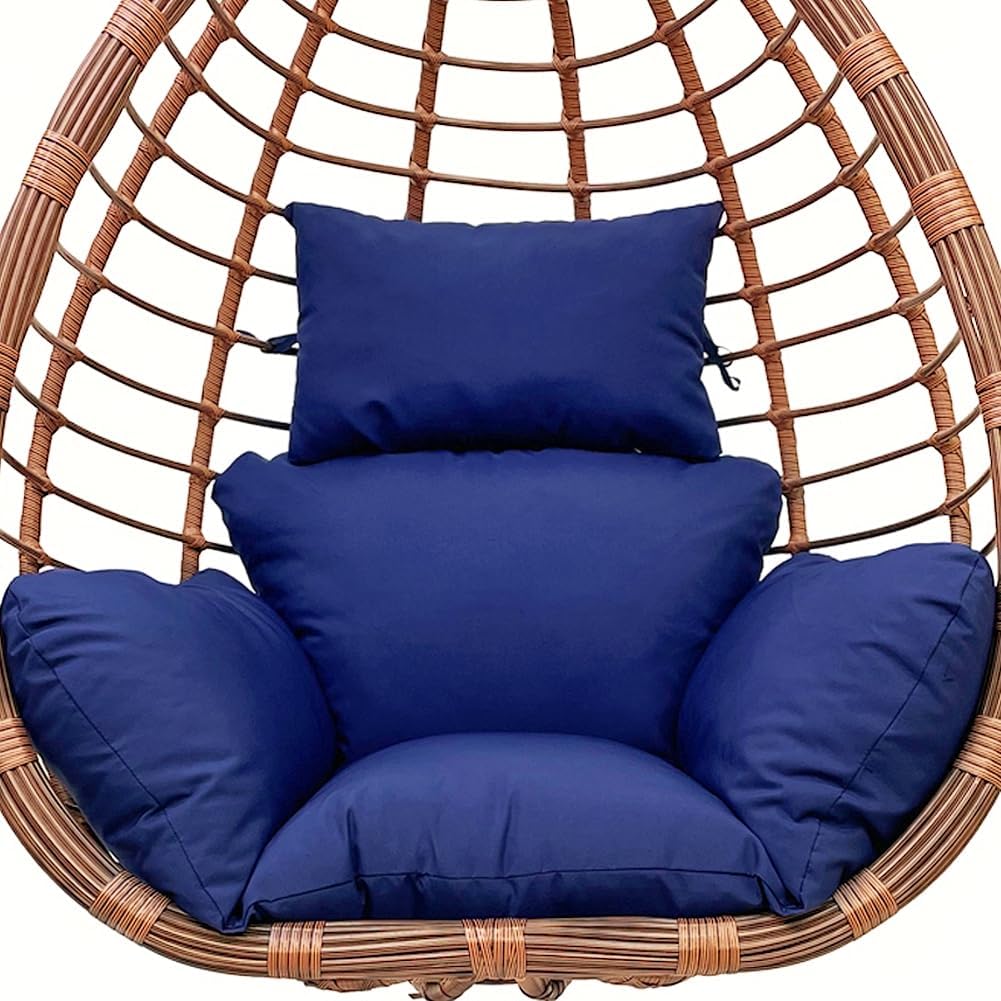 Srutirbo Swing Egg Cushion Replacement, Outdoor Hanging Basket Seat Cushion Pillow, Foldable Hanging Egg Chair Back Cushions with Headrest Pillow (Navy Blue)