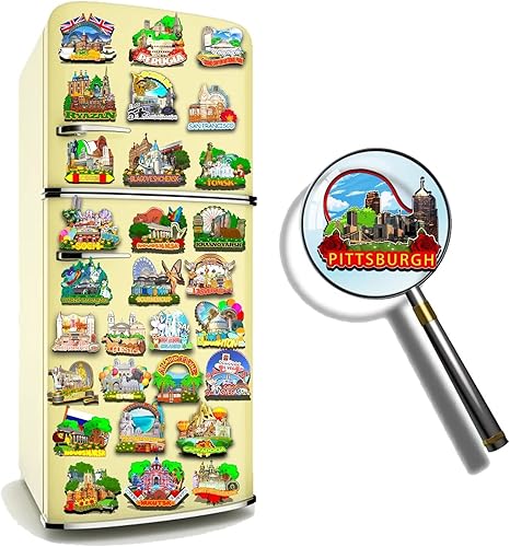 Miniatura 4 de Imán de madera para nevera de Pittsburgh Pennsylvania, Estados Unidos, monumentos 3D, recuerdos coleccionables, decoración hecha a mano, 1600