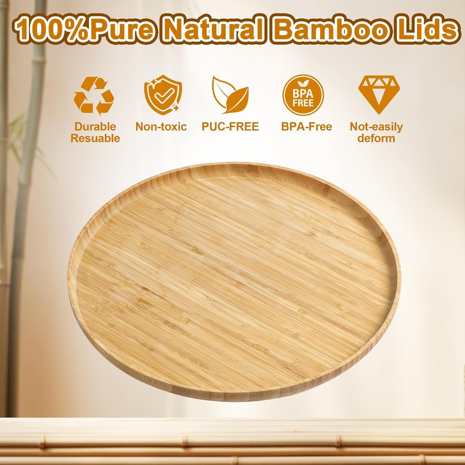 Premium Bamboo Round Tray - Natural Multipurpose Wood Serving Platter for Grilling, BBQ, Tea, Coffee & Ottoman Decor - 12" - Image 7