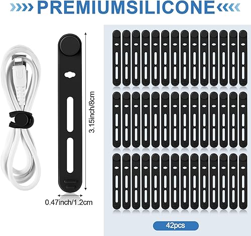 Miniatura 3 de 42 bridas de silicona reutilizables para cables, organizador de cables elásticos multiusos para agrupar auriculares, cargadores de teléfono, hogar,